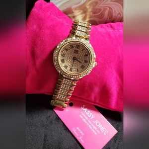 Sassy Jones Crystal Watch Gold